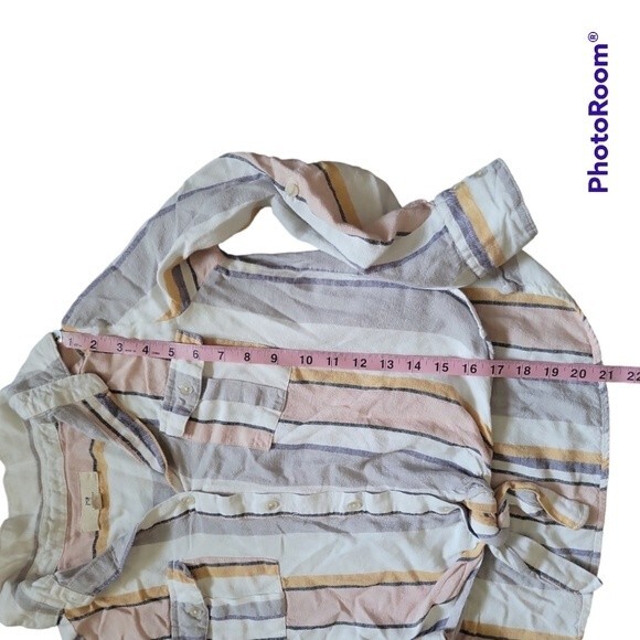 Thread & Supply Striped Linen Button Down Shirt - M - Picture 5 of 6